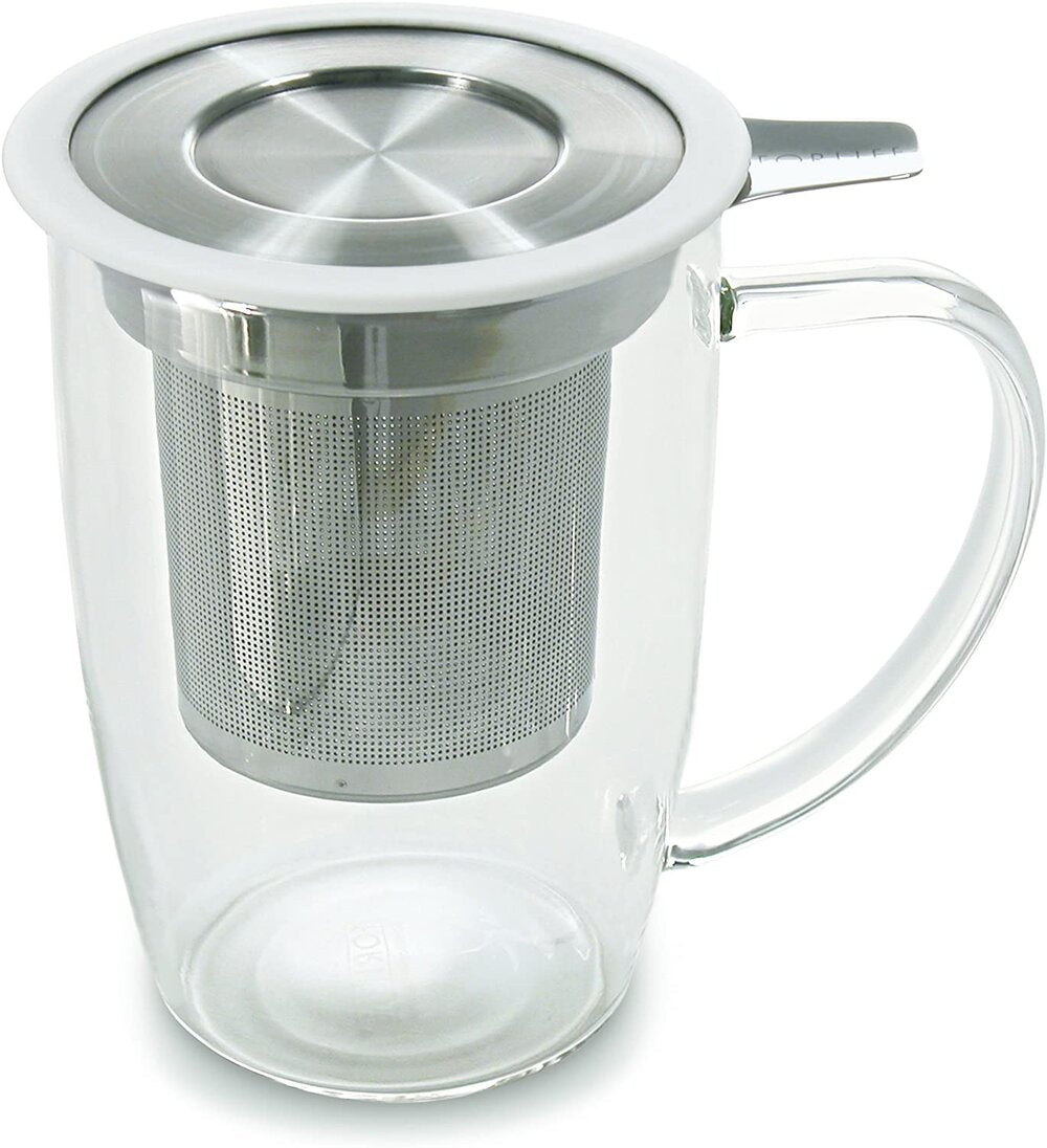 FORLIFE NewLeaf Glass Tea 16-Ounce Mug with Infuser and Lid